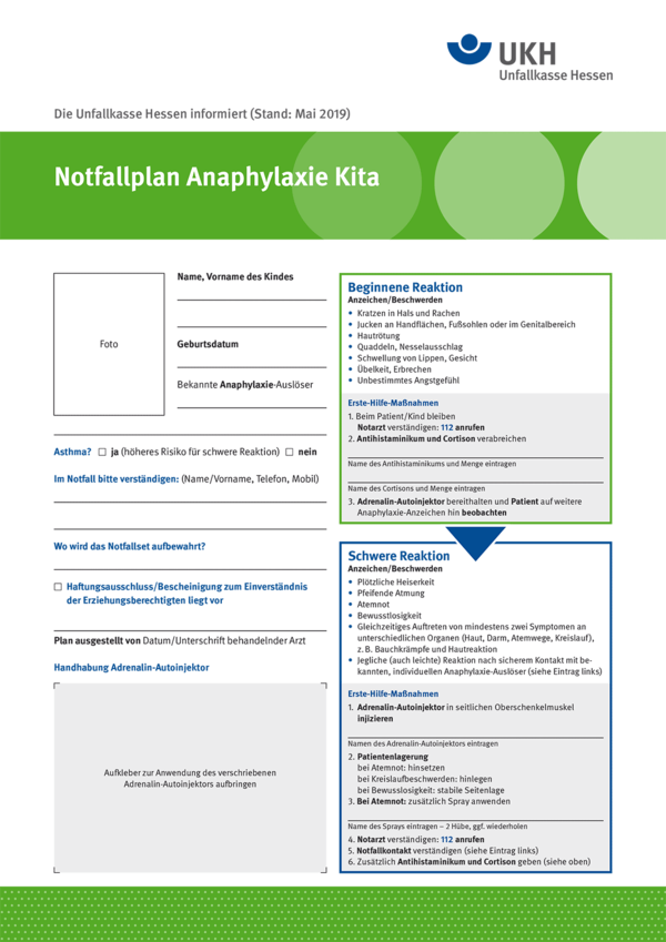 Detailseite: Formulare (PDF) – Notfallplan Anaphylaxie Kita