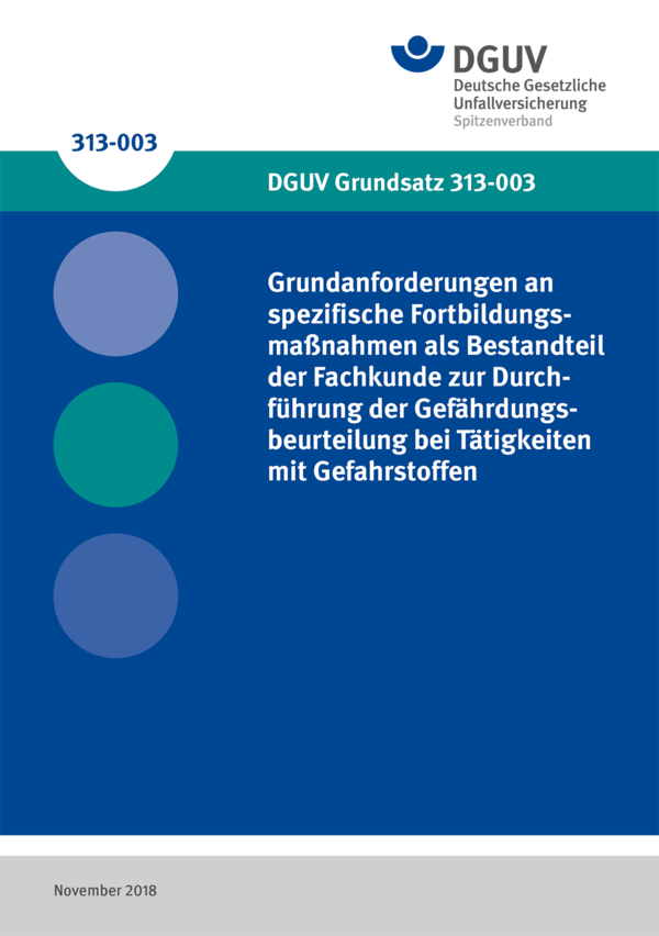 Detailseite: DGUV Vorschriften, Regeln und Grundsätze – Grundanforderungen an spezifische Fortbildungsmaßnahmen …