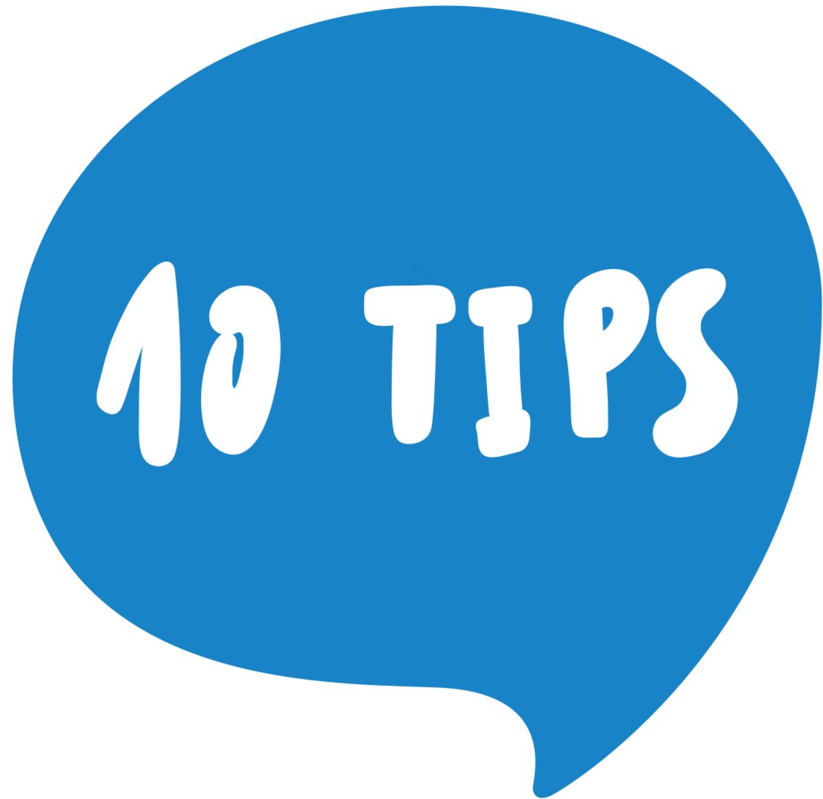 Sprechblase mit Text: 10 Tipps