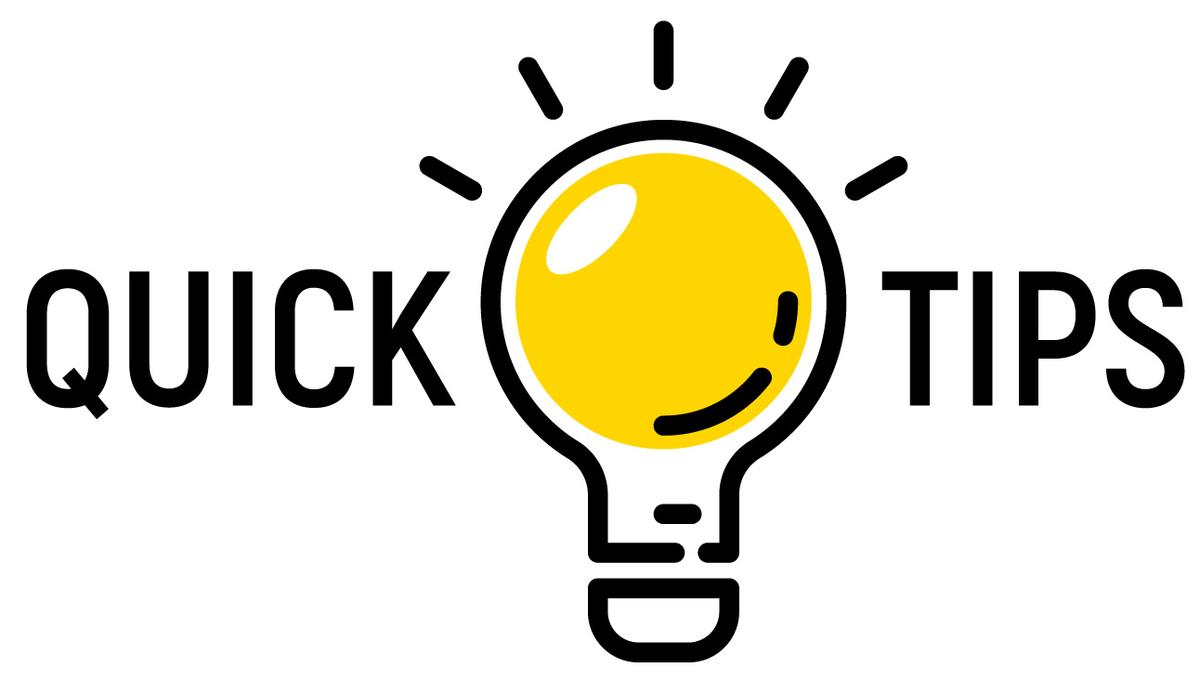 Öffnet eine Lightbox: Schriftzug "Quick Tips" mit Icon "Glühbirne"