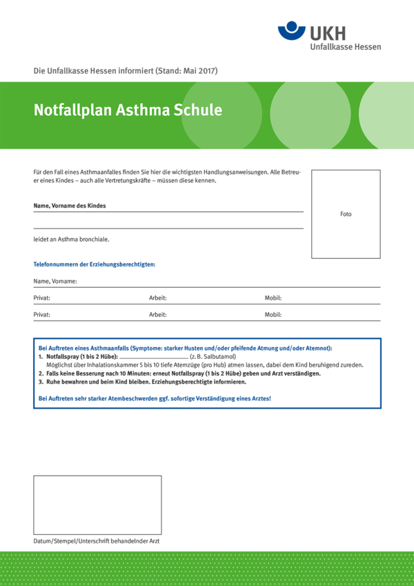 Detailseite: Formulare – Notfallplan Asthma bei Schulkindern